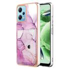 For Xiaomi Poco X5 5G Marble Pattern IMD Card Slot Phone Case(Pink Purple Gold) - 1