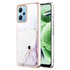 For Xiaomi Poco X5 5G Marble Pattern IMD Card Slot Phone Case(White Purple) - 1