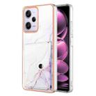 For Xiaomi Poco X5 Pro 5G Marble Pattern IMD Card Slot Phone Case(White Purple) - 1