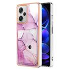 For Xiaomi Redmi Note 12 Pro+ Marble Pattern IMD Card Slot Phone Case(Pink Purple Gold) - 1