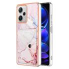 For Xiaomi Redmi Note 12 Pro+ Marble Pattern IMD Card Slot Phone Case(Rose Gold) - 1