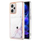 For Xiaomi Redmi Note 12 Pro+ Marble Pattern IMD Card Slot Phone Case(White Purple) - 1