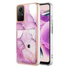 For Xiaomi Redmi Note 12S 4G Marble Pattern IMD Card Slot Phone Case(Pink Purple Gold) - 1