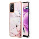 For Xiaomi Redmi Note 12S 4G Marble Pattern IMD Card Slot Phone Case(Rose Gold) - 1
