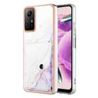 For Xiaomi Redmi Note 12S 4G Marble Pattern IMD Card Slot Phone Case(White Purple) - 1