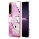 For Sony Xperia 1 IV Marble Pattern IMD Card Slot Phone Case(Pink Purple Gold) - 1