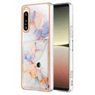 For Sony Xperia 5 IV Marble Pattern IMD Card Slot Phone Case(Galaxy Marble White) - 1