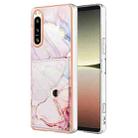 For Sony Xperia 5 IV Marble Pattern IMD Card Slot Phone Case(Rose Gold) - 1