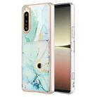 For Sony Xperia 5 IV Marble Pattern IMD Card Slot Phone Case(Green) - 1