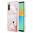 For Sony Xperia 10 IV Marble Pattern IMD Card Slot Phone Case(Rose Gold) - 1