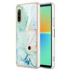 For Sony Xperia 10 IV Marble Pattern IMD Card Slot Phone Case(Green) - 1