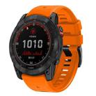 For Garmin Fenix 7 Pro 22mm Solid Color Steel Buckle Silicone Quick Release Watch Band(Orange) - 1