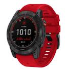 For Garmin Fenix 7 Pro 22mm Solid Color Steel Buckle Silicone Quick Release Watch Band(Red) - 1