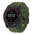 For Garmin Fenix 7 Pro 22mm Solid Color Steel Buckle Silicone Quick Release Watch Band(Army Green) - 1
