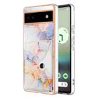 For Google Pixel 6a Marble Pattern IMD Card Slot Phone Case(Galaxy Marble White) - 1