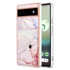 For Google Pixel 6a Marble Pattern IMD Card Slot Phone Case(Rose Gold) - 1