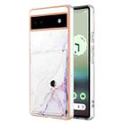 For Google Pixel 6a Marble Pattern IMD Card Slot Phone Case(White Purple) - 1