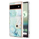 For Google Pixel 6a Marble Pattern IMD Card Slot Phone Case(Green) - 1