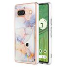 For Google Pixel 7a Marble Pattern IMD Card Slot Phone Case(Galaxy Marble White) - 1