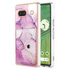 For Google Pixel 7a Marble Pattern IMD Card Slot Phone Case(Pink Purple Gold) - 1