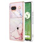 For Google Pixel 7a Marble Pattern IMD Card Slot Phone Case(Rose Gold) - 1