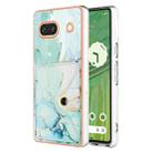 For Google Pixel 7a Marble Pattern IMD Card Slot Phone Case(Green) - 1