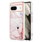 For Google Pixel 8 Marble Pattern IMD Card Slot Phone Case(Rose Gold) - 1