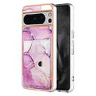 For Google Pixel 8 Pro Marble Pattern IMD Card Slot Phone Case(Pink Purple Gold) - 1