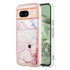 For Google Pixel 8a Marble Pattern IMD Card Slot Phone Case(Rose Gold) - 1