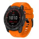 For Garmin Fenix 7X 26mm Solid Color Steel Buckle Silicone Quick Release Watch Band(Orange) - 1