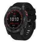 For Garmin Fenix 7X 26mm Solid Color Steel Buckle Silicone Quick Release Watch Band(Black) - 1