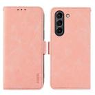 For Samsung Galaxy S21 FE 5G ABEEL Frosted Magnetic RFID Leather Phone Case(Pink) - 1
