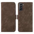 For Samsung Galaxy S21+ 5G ABEEL Frosted Magnetic RFID Leather Phone Case(Brown) - 1