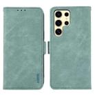 For Samsung Galaxy S21 Ultra 5G ABEEL Frosted Magnetic RFID Leather Phone Case(Cyan) - 1