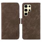 For Samsung Galaxy S21 Ultra 5G ABEEL Frosted Magnetic RFID Leather Phone Case(Brown) - 1