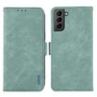 For Samsung Galaxy S21 5G ABEEL Frosted Magnetic RFID Leather Phone Case(Cyan) - 1