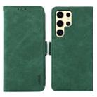 For Samsung Galaxy S22 Ultra 5G ABEEL Frosted Magnetic RFID Leather Phone Case(Green) - 1