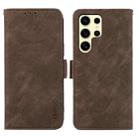 For Samsung Galaxy S22 Ultra 5G ABEEL Frosted Magnetic RFID Leather Phone Case(Brown) - 1