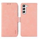 For Samsung Galaxy S22 5G ABEEL Frosted Magnetic RFID Leather Phone Case(Pink) - 1