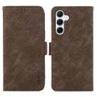 For Samsung Galaxy S23 FE 5G ABEEL Frosted Magnetic RFID Leather Phone Case(Brown) - 1