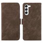 For Samsung Galaxy S23+ 5G ABEEL Frosted Magnetic RFID Leather Phone Case(Brown) - 1