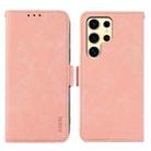 For Samsung Galaxy S23 Ultra 5G ABEEL Frosted Magnetic RFID Leather Phone Case(Pink) - 1