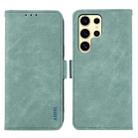 For Samsung Galaxy S23 Ultra 5G ABEEL Frosted Magnetic RFID Leather Phone Case(Cyan) - 1