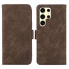 For Samsung Galaxy S23 Ultra 5G ABEEL Frosted Magnetic RFID Leather Phone Case(Brown) - 1