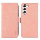For Samsung Galaxy S23 5G ABEEL Frosted Magnetic RFID Leather Phone Case(Pink) - 1