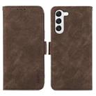 For Samsung Galaxy S23 5G ABEEL Frosted Magnetic RFID Leather Phone Case(Brown) - 1