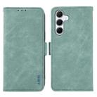 For Samsung Galaxy S24+ 5G ABEEL Frosted Magnetic RFID Leather Phone Case(Cyan) - 1