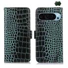 For Google Pixel 9 Crocodile Top Layer Cowhide Leather Phone Case(Green) - 1