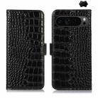 For Google Pixel 9 Pro Crocodile Top Layer Cowhide Leather Phone Case(Black) - 1