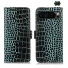 For Google Pixel 9 Pro Crocodile Top Layer Cowhide Leather Phone Case(Green) - 1